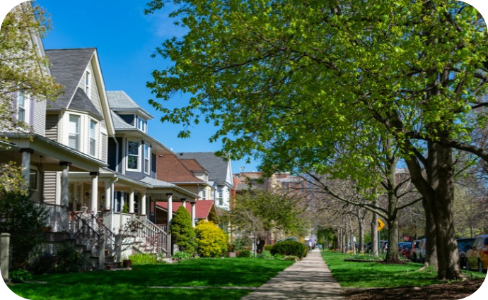 Neighborhood with houses and trees